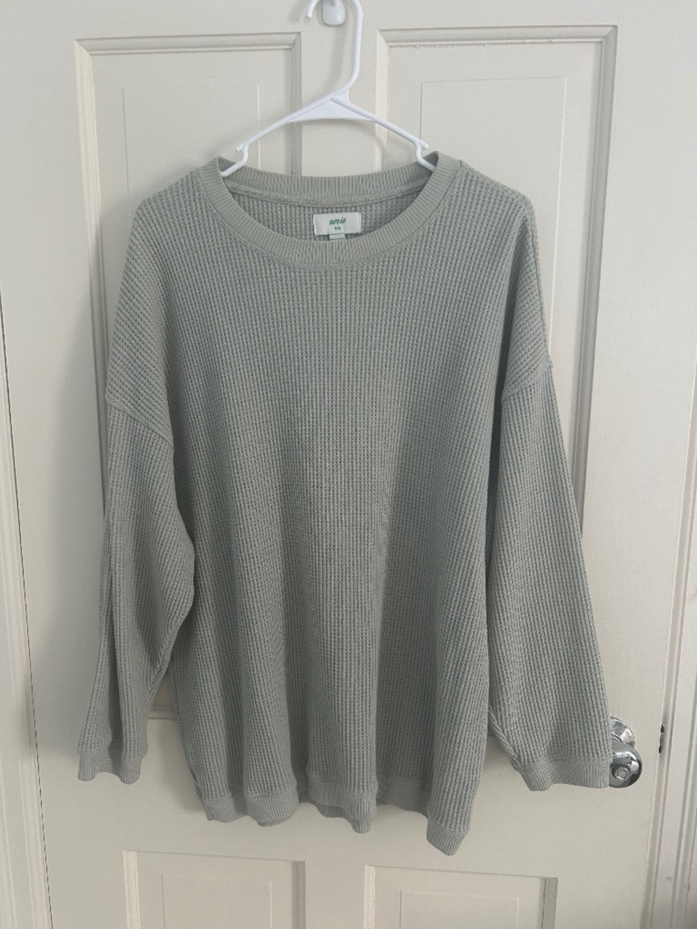 aerie waffle crewneck pullover